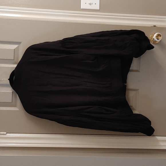 🥳HP🥳NWT FREE PEOPLE BLACK RELAXED FIT BOMBER JACKET WITH BALLOON SLEEVES XL - Picture 6 of 12